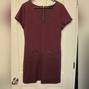 Sanctuary Burgundy Mini Dress with Zipper Accents